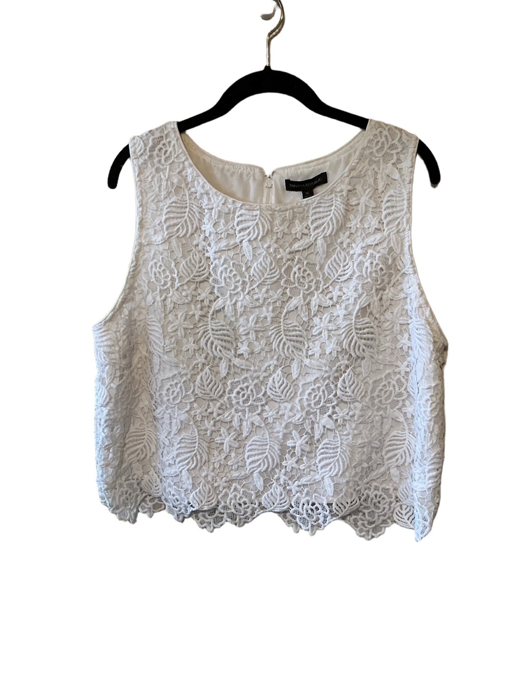 Banana Republic White Lace Crochet Sleeveless Top Size XL